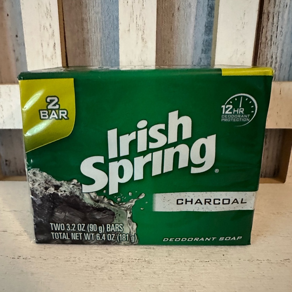 Irish Spring Deodorant Soap Bar Charcoal 2 Pack 3.2 Oz. Bars New Old Stock